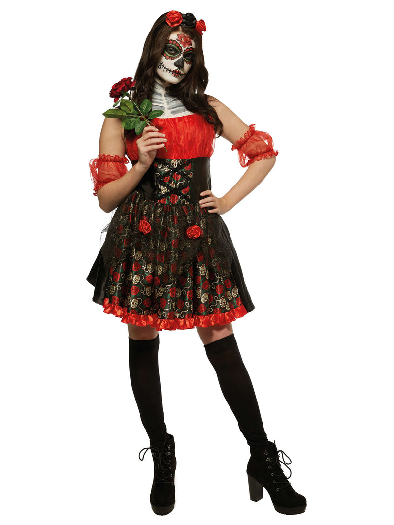 Adult Red Rose Day Of The Dead Costume