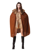 Brown Plush Collared Ladies Short Cape Costume