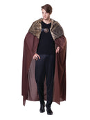 Brown Deluxe Plush Collared Mens Cape