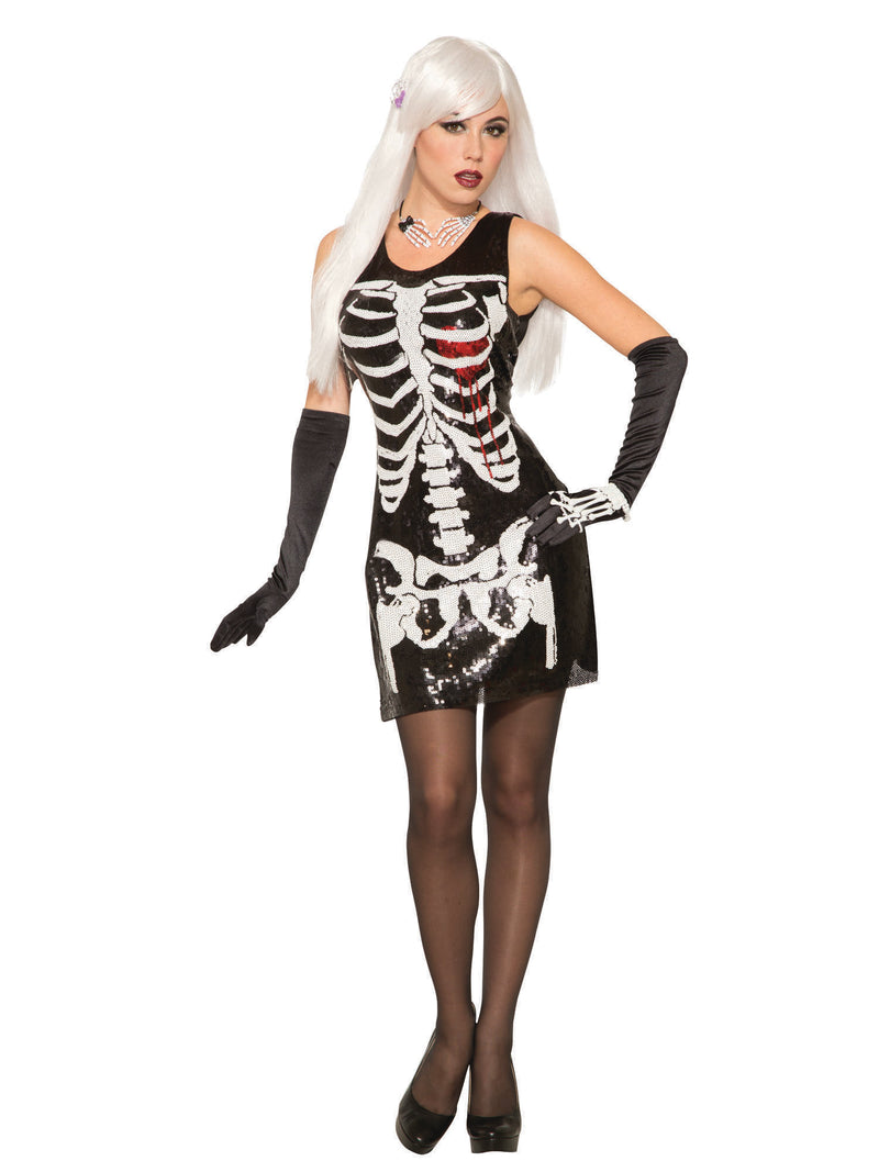 Adult Skeleton Bleeding Heart Sequin Dress