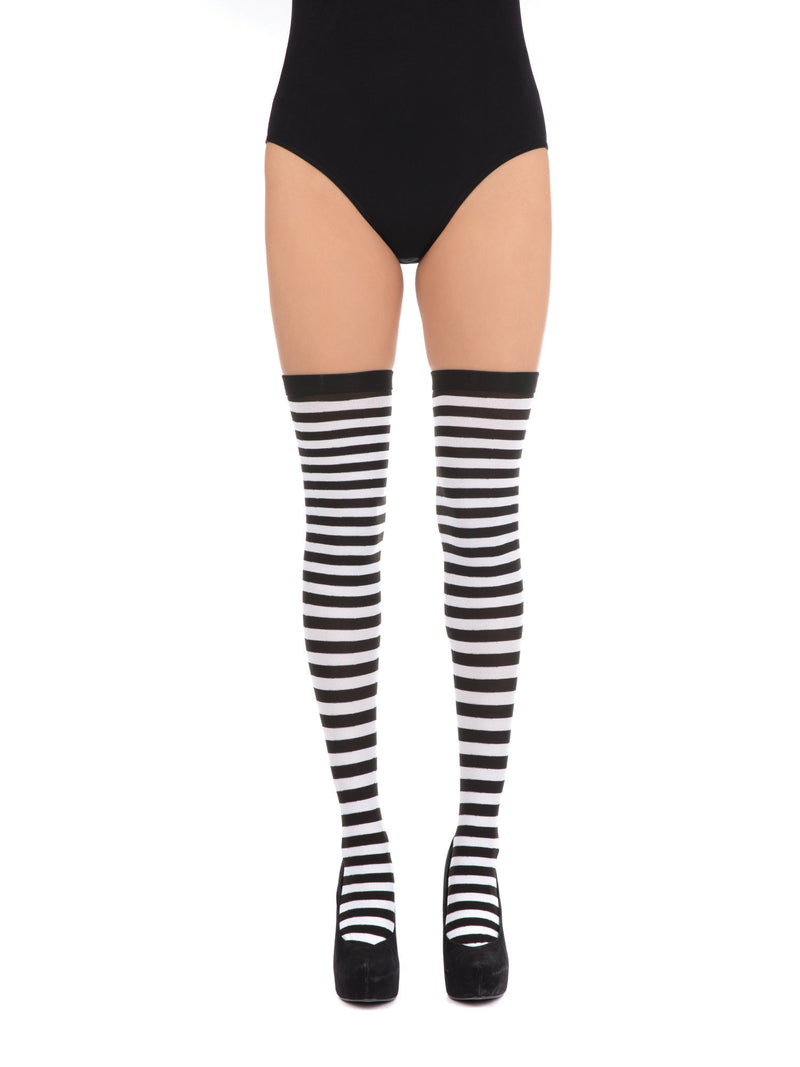 Black & White Striped Stockings Costume Accessory