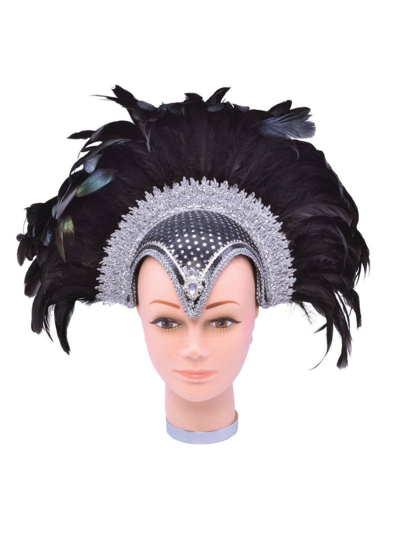 Feather Helmet Black Jewel & Plume Costume Accessory
