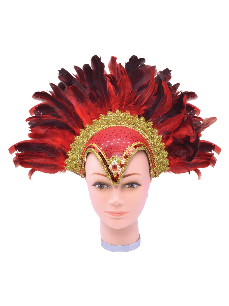 Feather Helmet Red Jewel & Plume Costume Accessory
