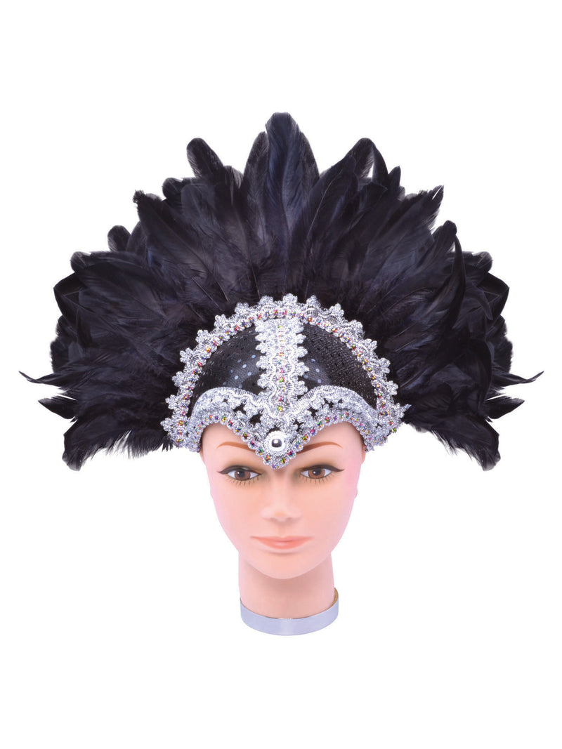 Feather Helmet Black Braiding & Plume Costume Accessory
