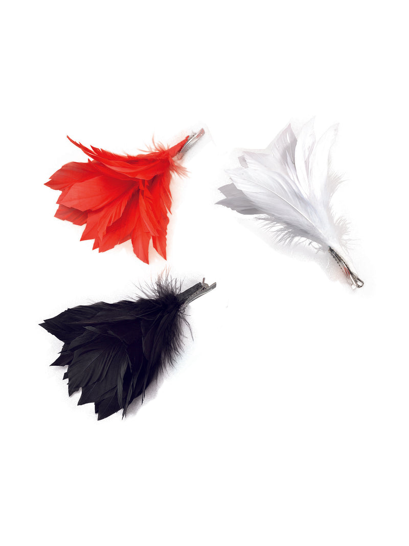 Black Feather Flower Clip Costume Accessory