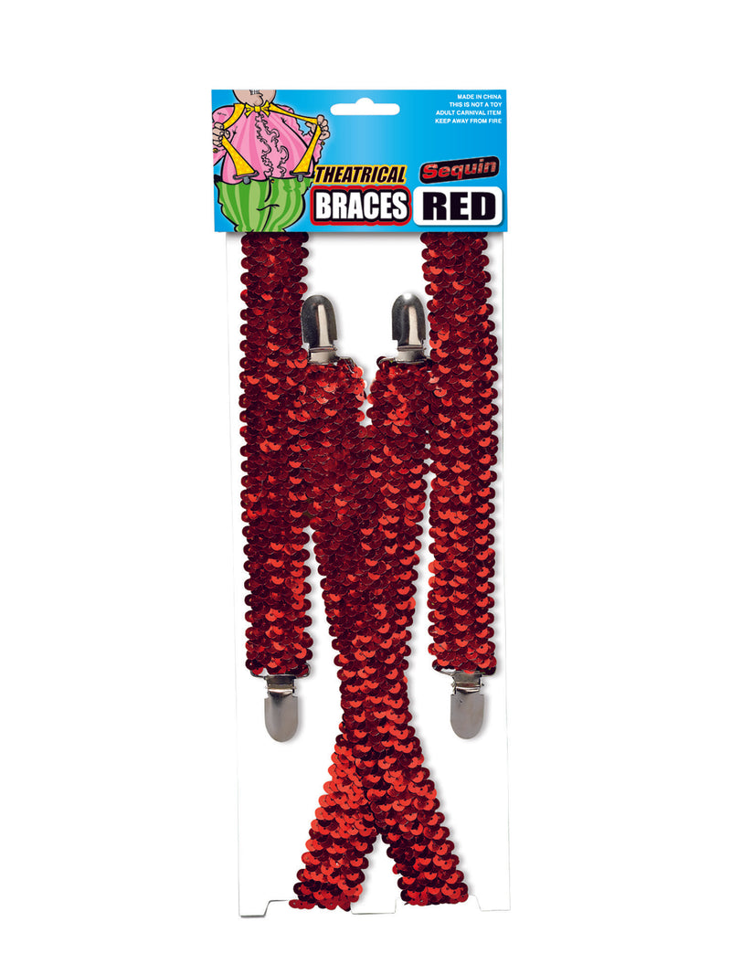 Red Sequin Braces Costume Accessory