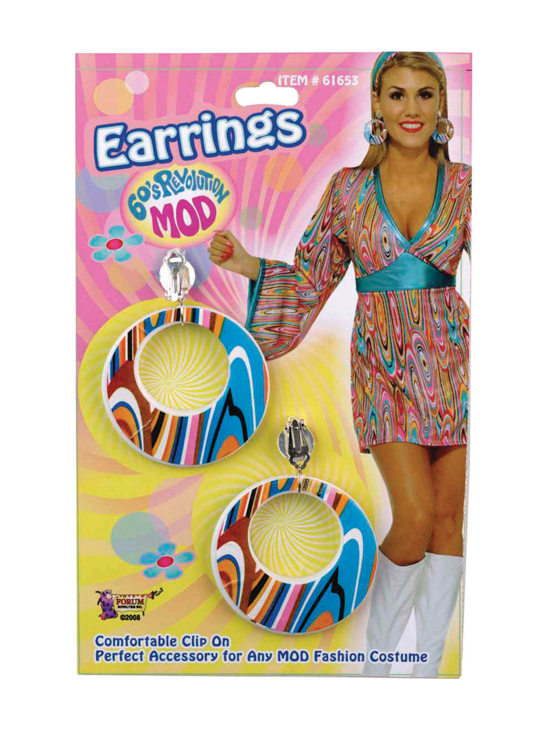 Mod Swirl Mod Glitter Earrings Costume Accessory