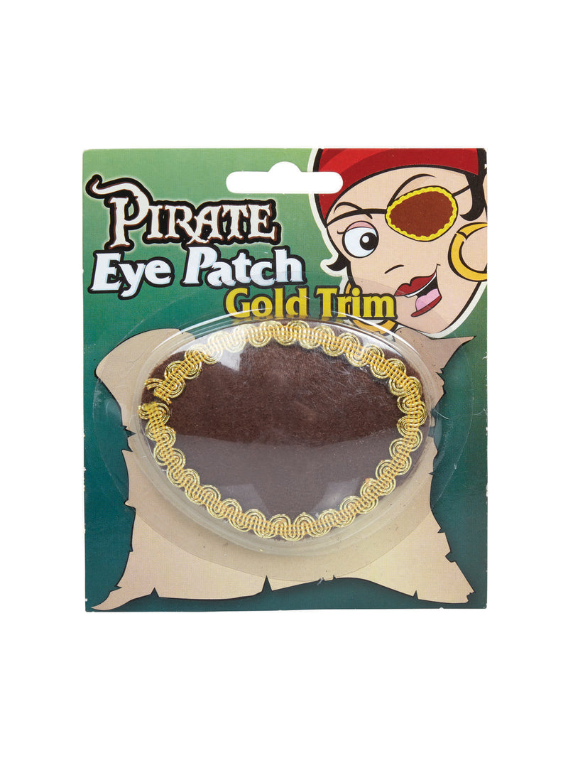 Pirate Eyepatch Brown & Gold Trim Costume Accessory