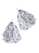 Silver & White Pom Poms Costume Accessory