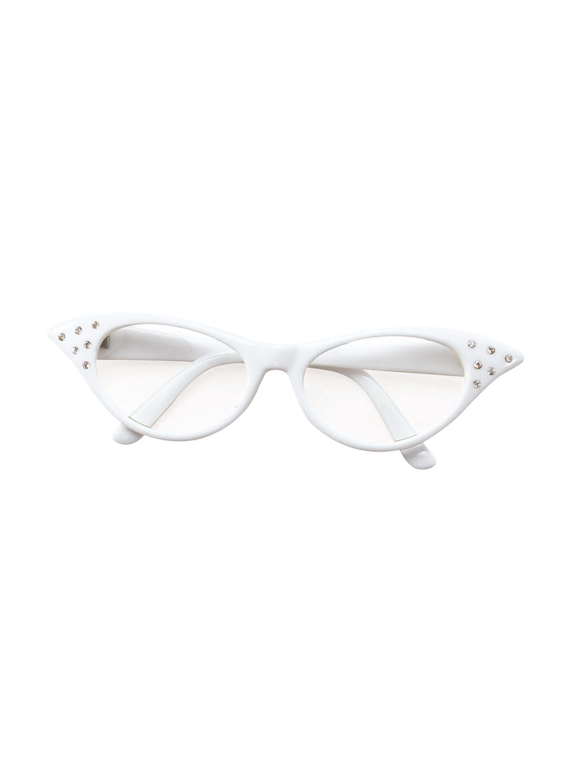 White 50's Female Sunglasses Costume Accessory