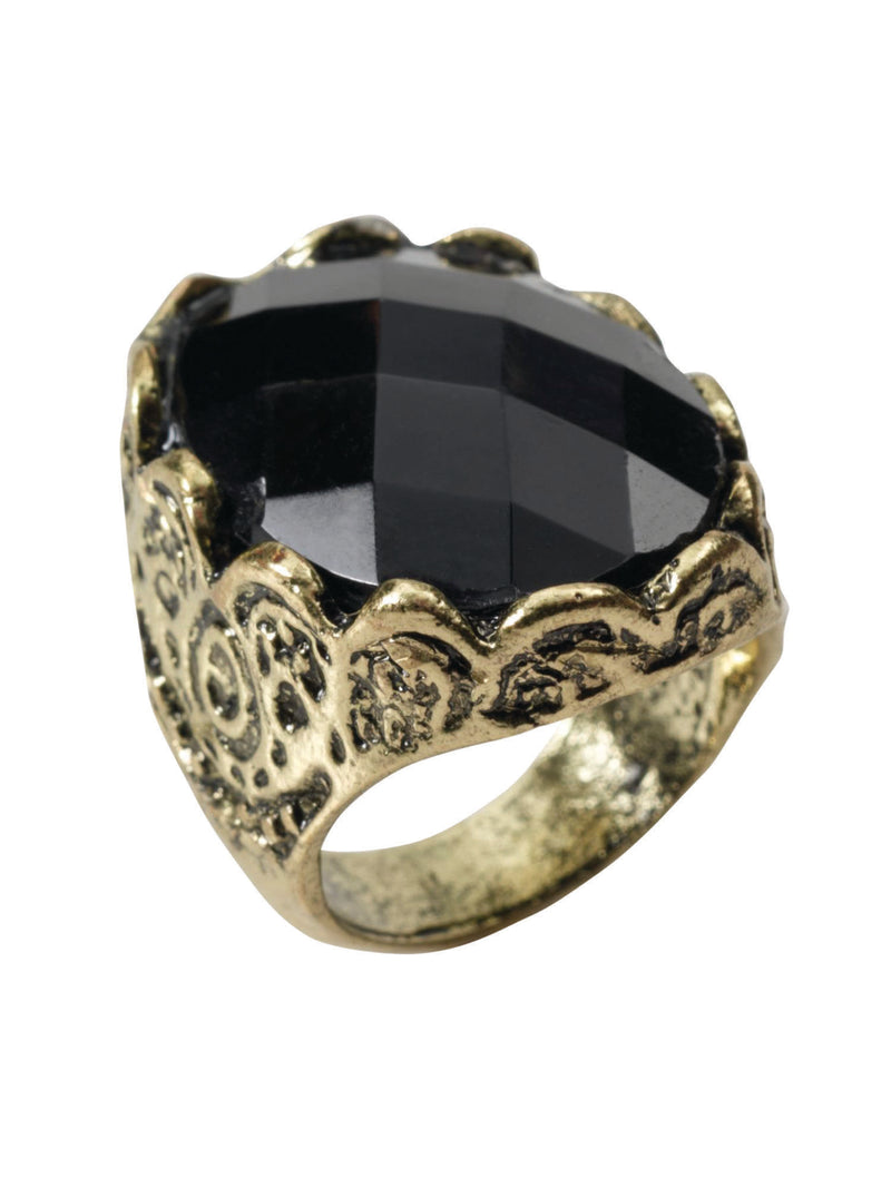Black Stone Ring Costume Accessory