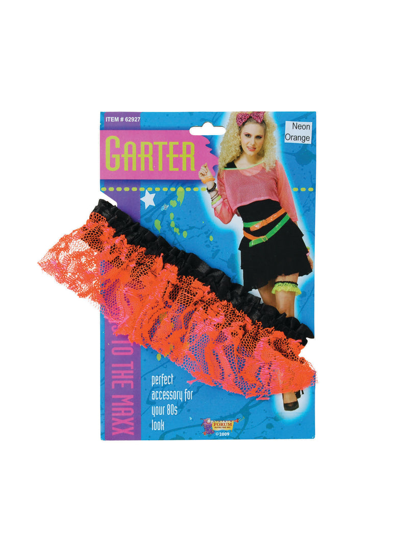 Orange 80's Neon Lace Garter Costume Accessory