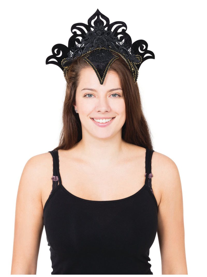 Carnival Headpiece Black With Gold Trim Costume Accessory