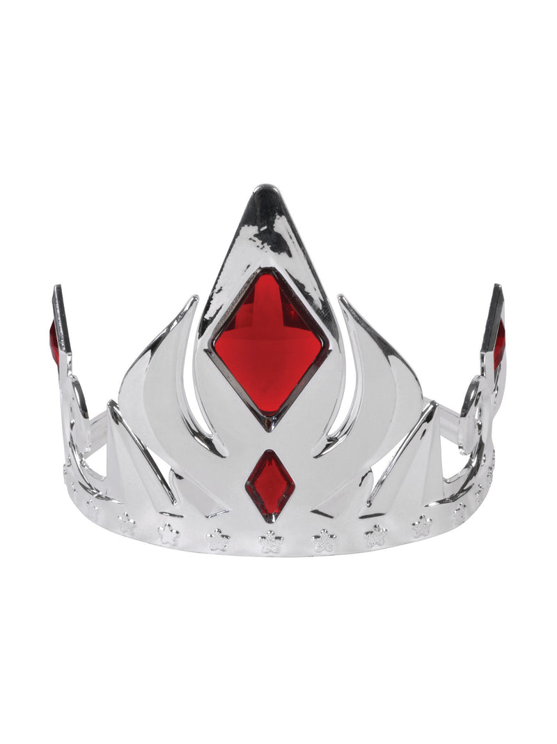 Silver Crown Tiara With Red Stones Costume Accessory