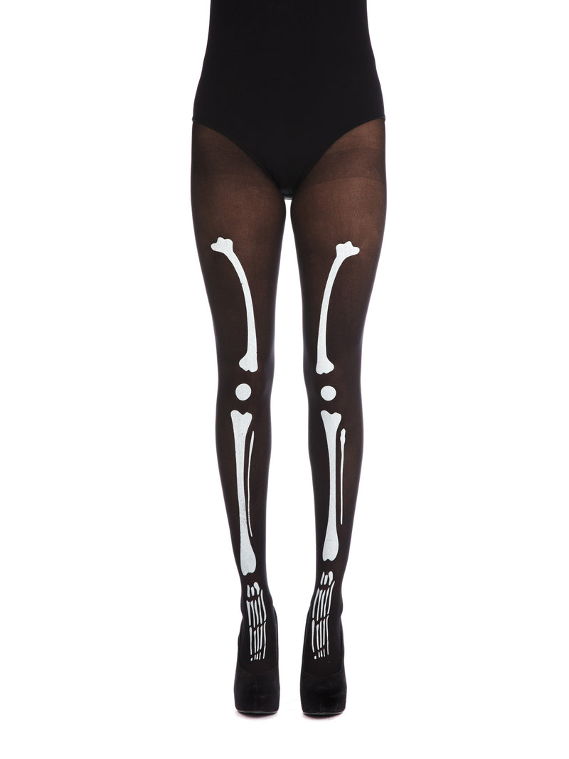 Black Tights With Bone Printing Costume Accessory