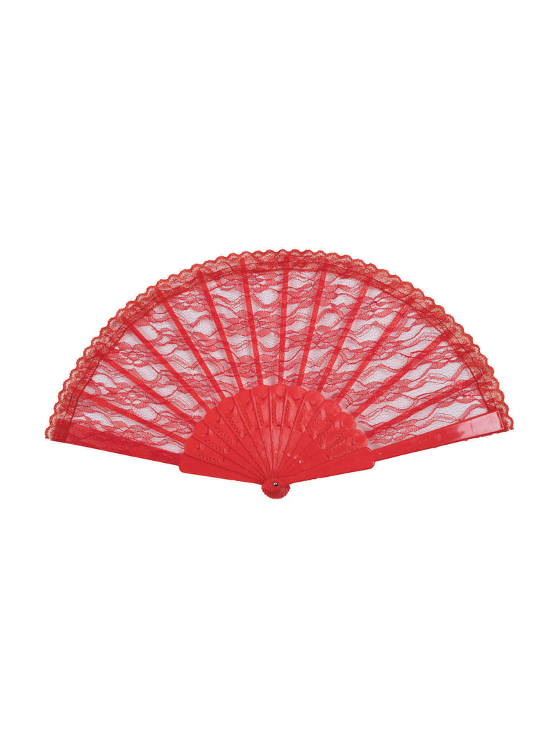Red Lace Fan Costume Accessory