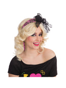 Pink 80's Neon Lace Headband Costume Accessory