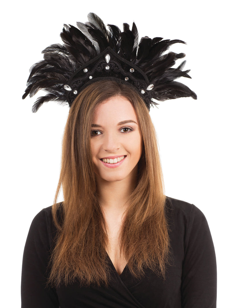 Black Feather Carnival Headdress Costume Accessory