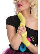 Neon Yellow Fishnet Gloves Costume Accessory