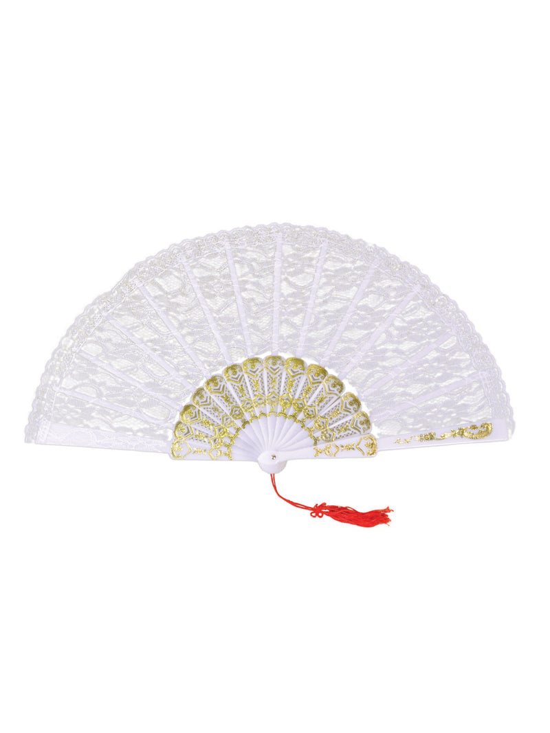 White Lace Fan Costume Accessory