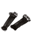 Black Fishnet Fingerless Gloves With Lace Costume Accessory