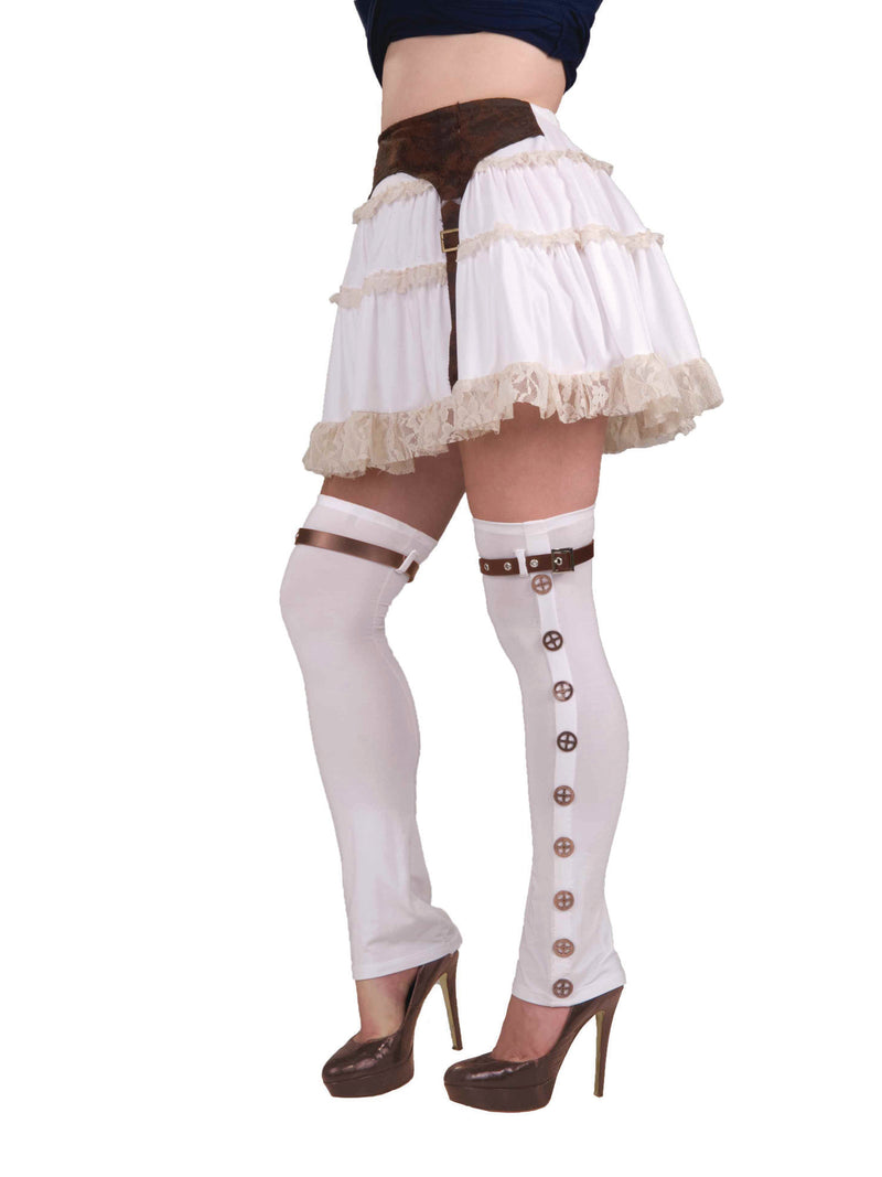 White Steampunk Buckle Spats Costume Accessory