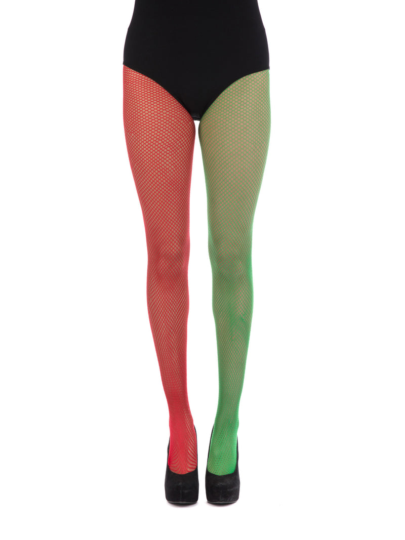 Green & Red Fishnet Tights Costume Accessory