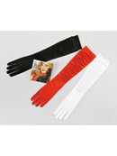 Black Satin Theatrical Gloves Costume Accessory