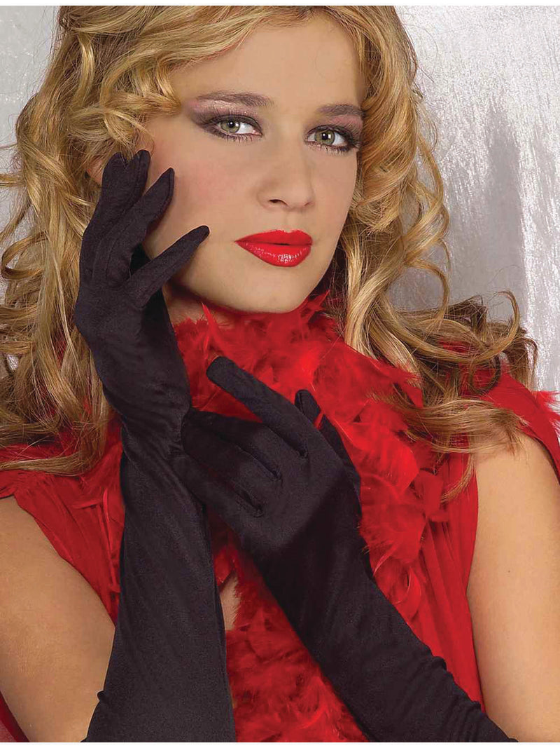 Black Satin Theatrical Gloves Costume Accessory