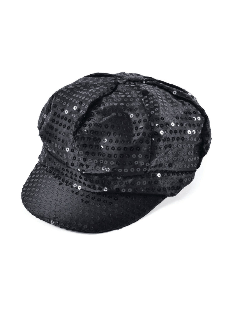 Black 70'S Style Sequin Cap