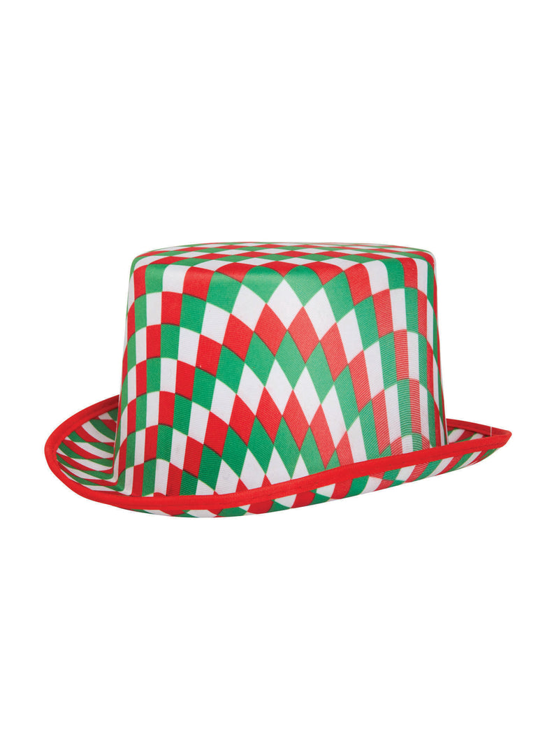 Red, Green & White Chequered Top Hat