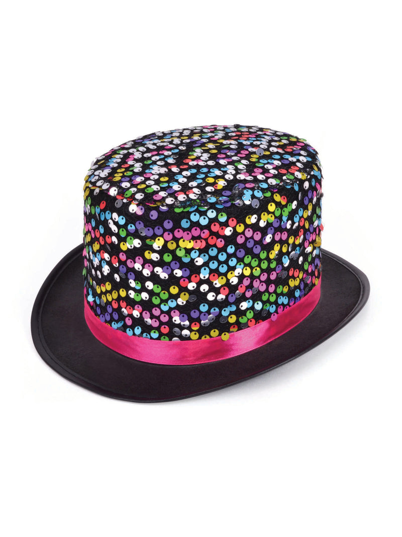 Black Multi Sequin Top Hat