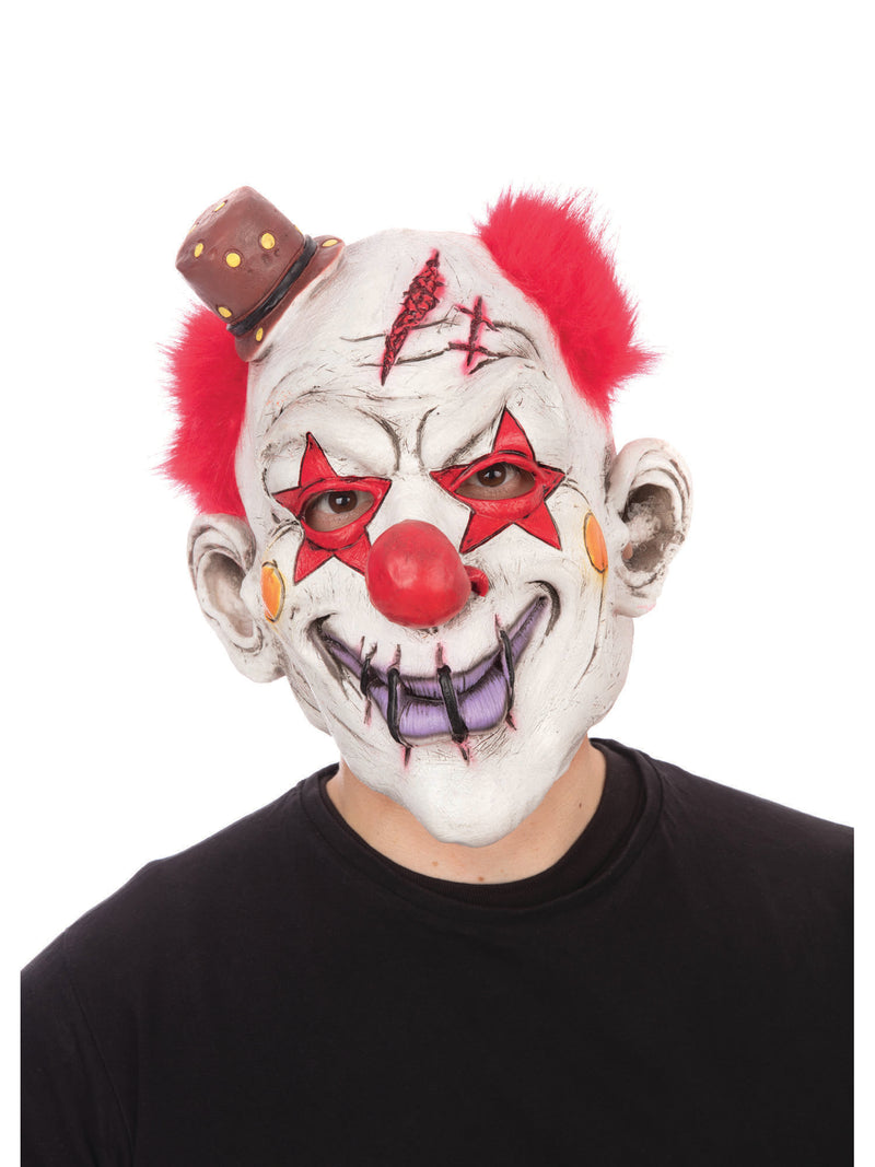 Top Hat Horror Clown Face Mask With Hair