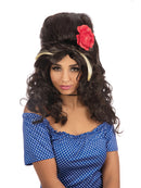 Black Beehive & Rose Wig