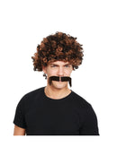 Brown 80's Afro Wig & Tash