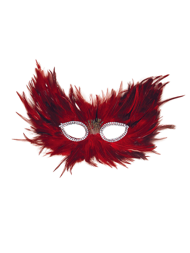 Red & Black Feather Mask