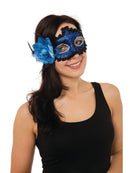 Blue Braided With Side Flower Mask