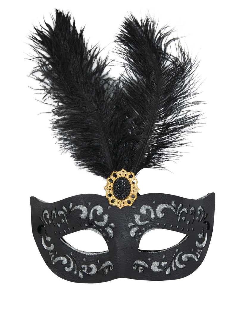 Eyemask with Tall Feather & Stone