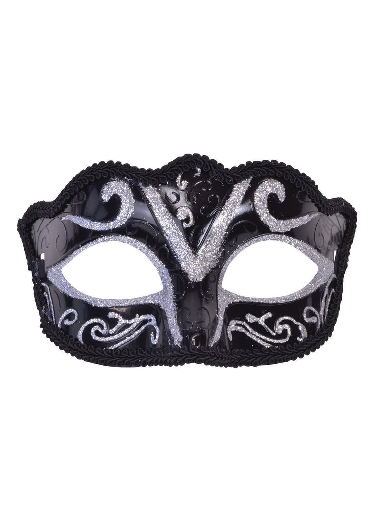 Black & Silver Glitter Plastic Eyemask
