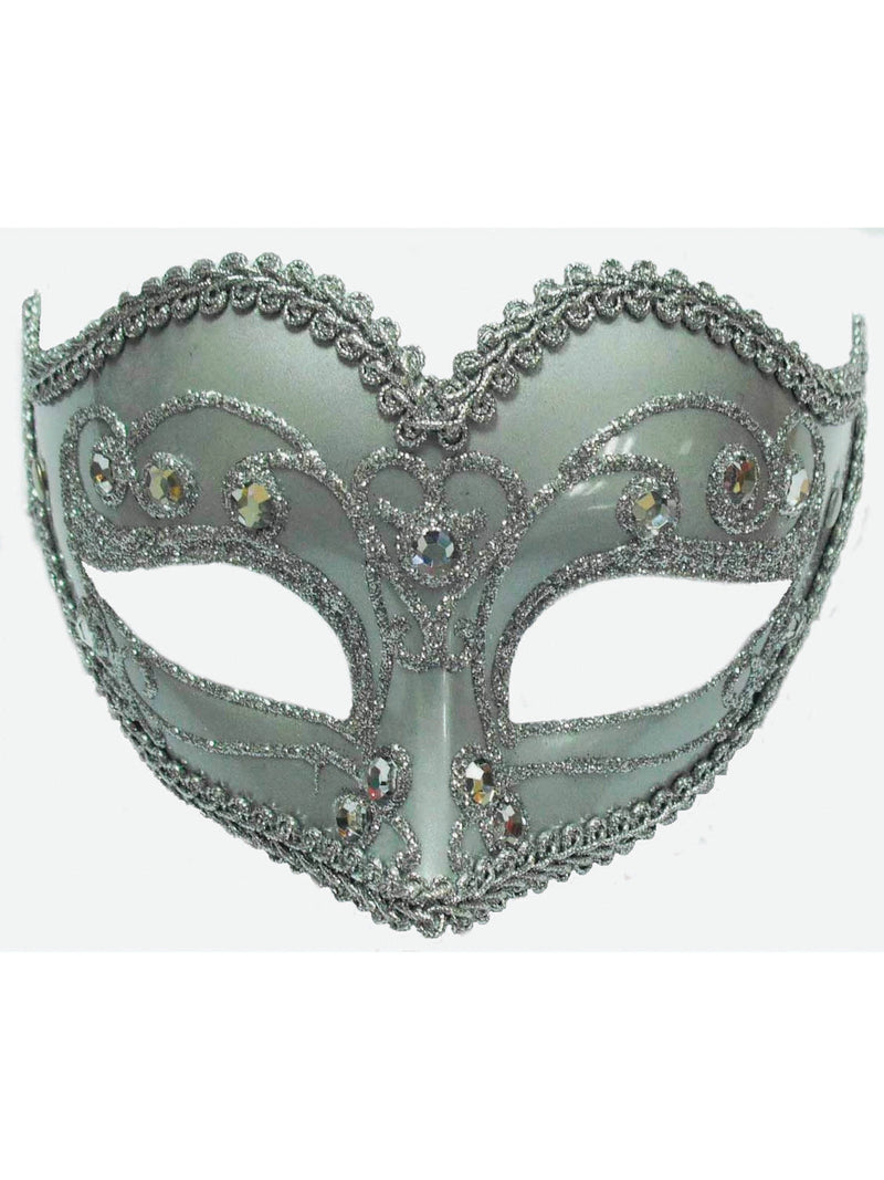 Silver Jewelled Party Mask
