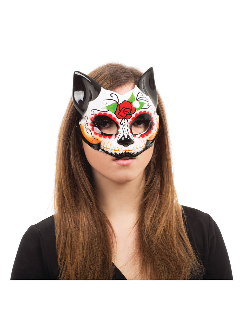 Day Of The Dead Kitty Half Mask