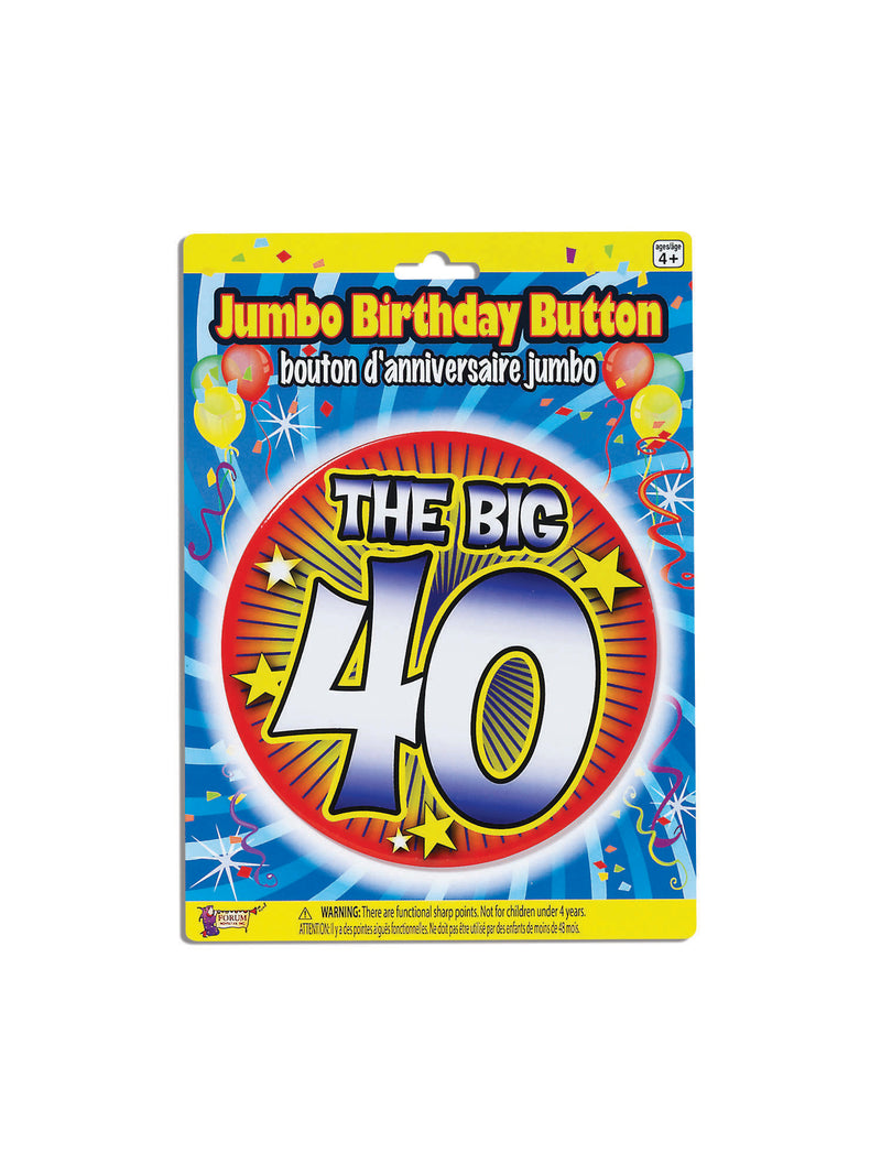40th Birthday Jumbo Button Pin