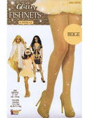 Beige Glitter Fishnet Stocking Costume Accessory