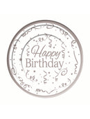10 Pack Silver Happy Birthday Plastic Plate
